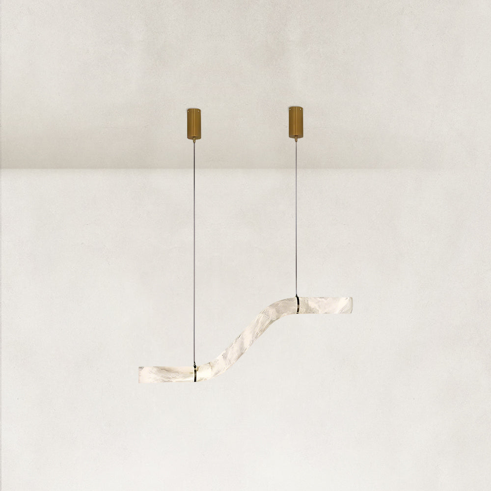 Verve Single Wave Alabaster Tube Pendant Light 59"L