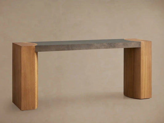 Acacius Steel Wood Console Table Handcrafted Industrial Style Living