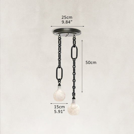 Aether Alabaster Chain Round 2 Lights Pendant 10”D