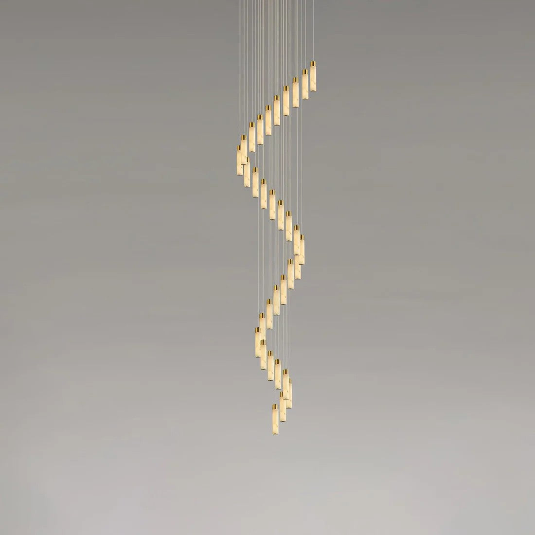 Alabaster Cascade Chandelier – Brass & White Multi-Head LED