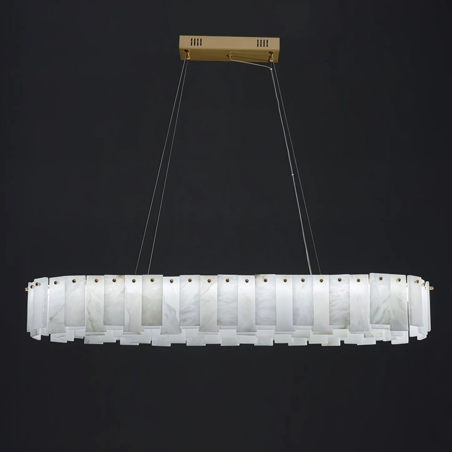 Alabaster Round Brass & White Chandelier – Heavenly Glow