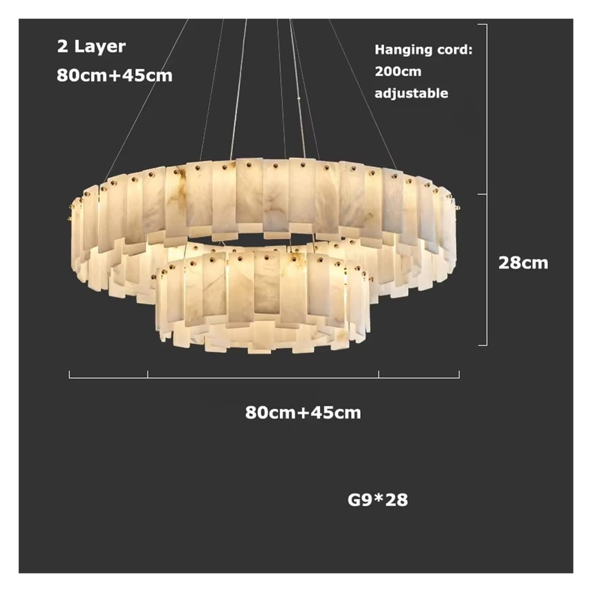 Alabaster Double Round Chandelier