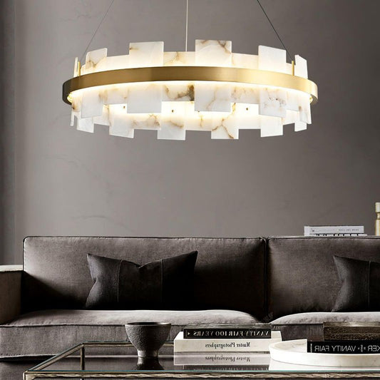 Alabaster Glo Modern Round Chandelier