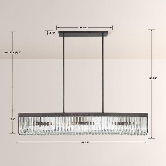 Alisa 6 Light Rectangular Chandelier 50"