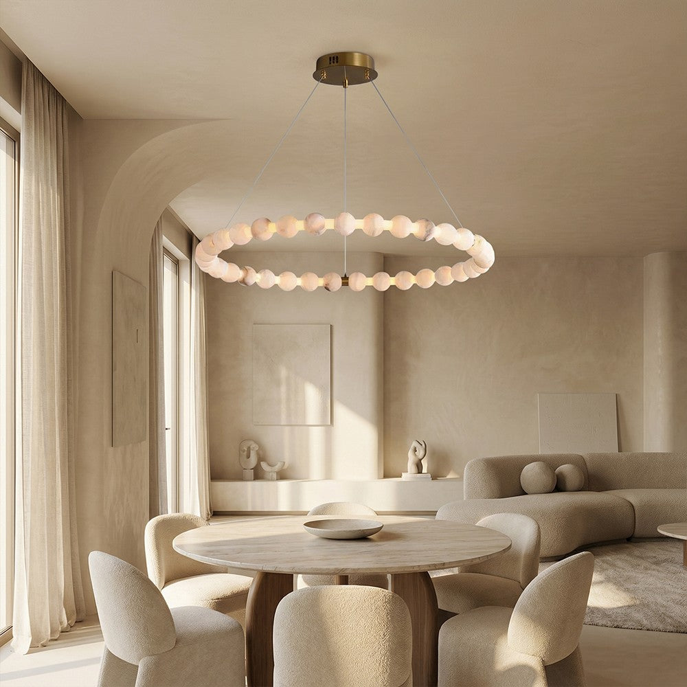 Pearl Single Circle Alabaster Chandelier