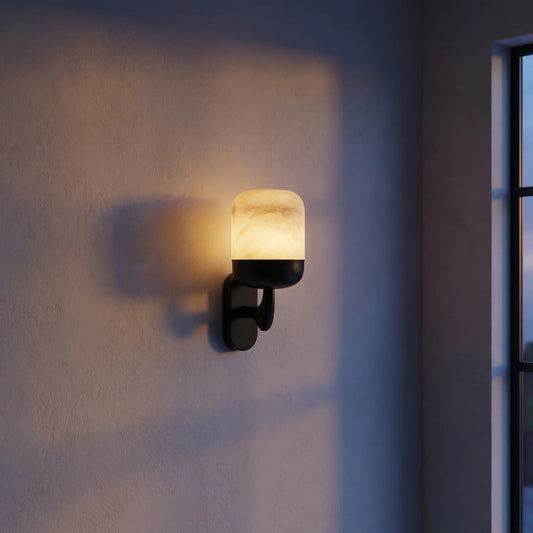 Bell Sconce Capsule Alabaster Black Wall Sconce