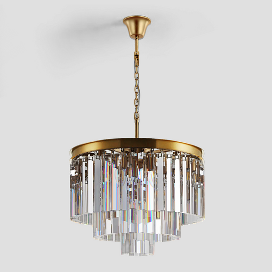 Della Multi-Tier Clear/Smoke Crystal Round Chandelier