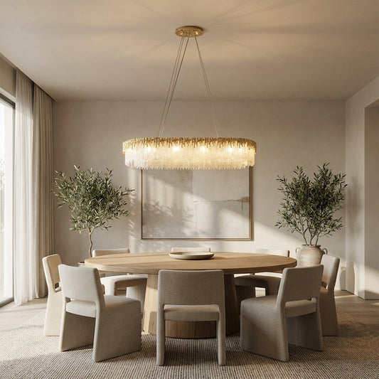 Ethereal Flow Crystal Glass Rectangular Chandelier 40"W