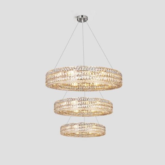 Gadsden Aster Halo Crystal Multi-Tier Ring Chandelier