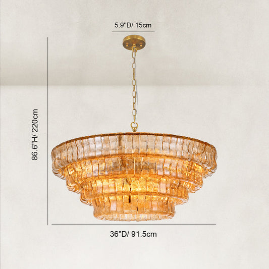 GeoLume Amber Glass Round Chandelier 36"D