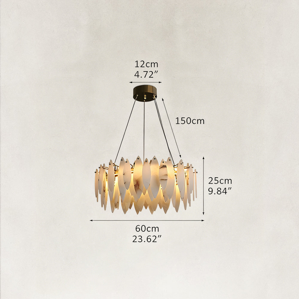 Halo Modern Natural Alabaster Ring chandelier 24"D