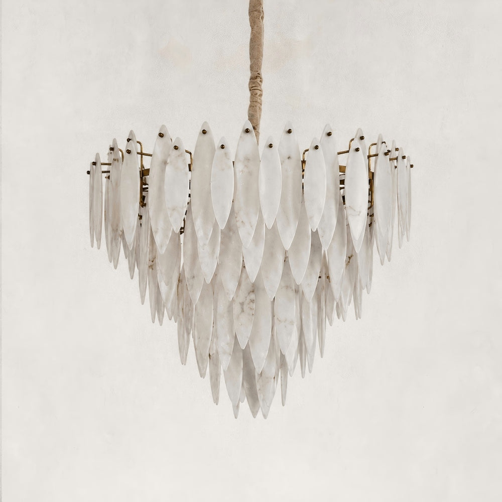 Halo Modern Natural Alabaster Tiered Ring chandelier 32"D