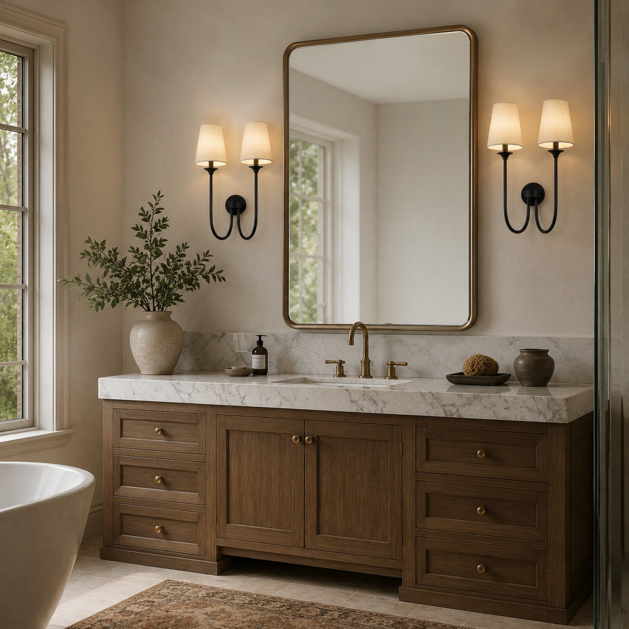 Hume 2 Light Curved Arm Wall Sconce