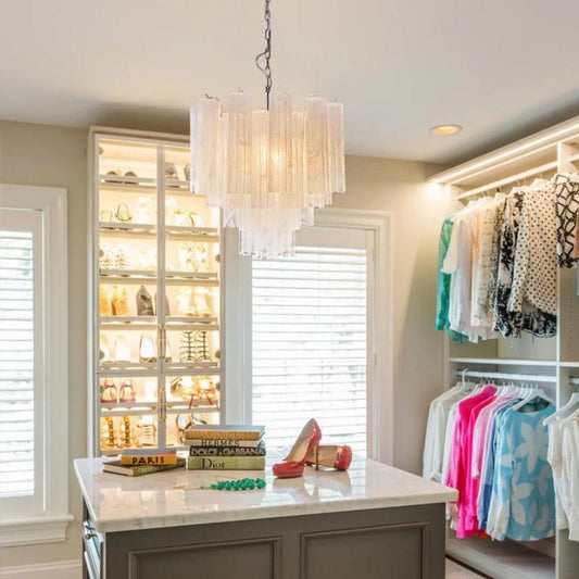 Edien Tube Chandelier- Alabaster white