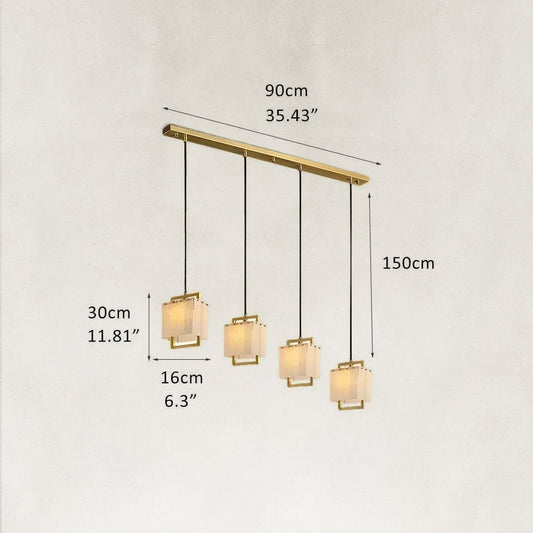 Orivan Alabaster 4-Light Cluster Dome Chandelier 36"W