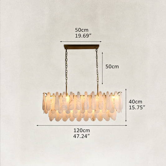 Raine Natural Alabaster Linear Tiered Chandelier 47“W