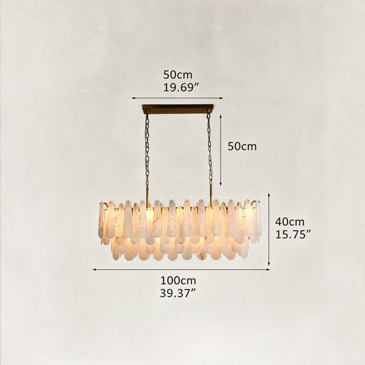 Raine Natural Alabaster Linear Tiered Chandelier 39“W