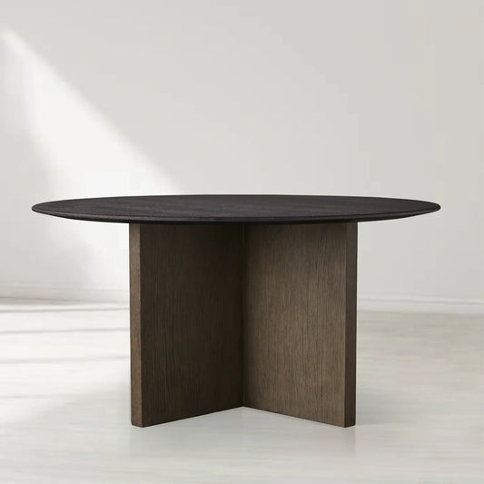 Sailor Germain Round Oak Wood Dining Table with Clement Base
