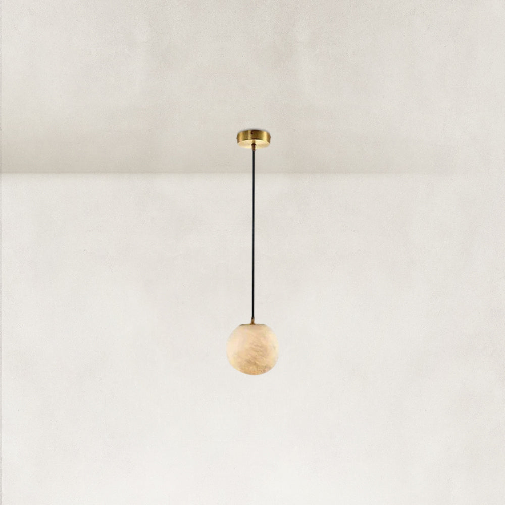 Cove Modern Natural Alabaster Single Globe Pendant Light 6"D