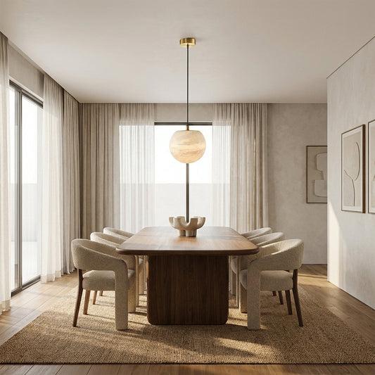 Cove Modern Natural Alabaster Single Globe Pendant Light 7.8"D