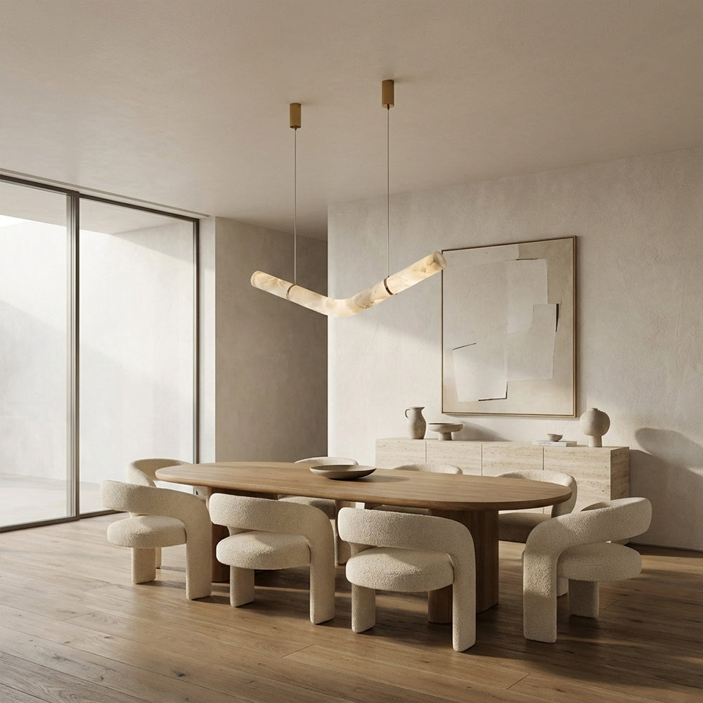 Verve V-Shape Alabaster Tube Pendant Light 47"L