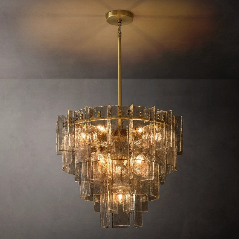 Sharon Smoke Glass Tiered Round Chandelier 36"