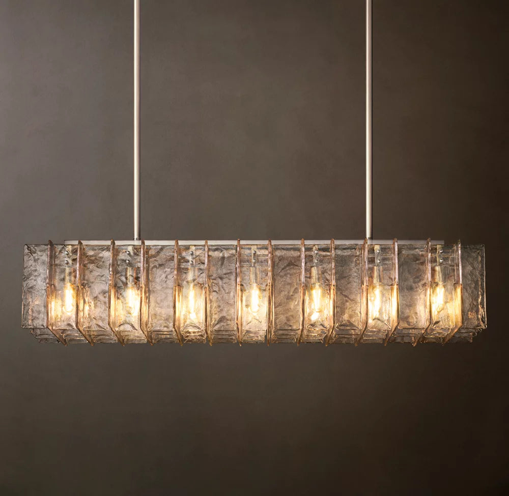 Sharon Smoke Glass Linear Chandelier 67"