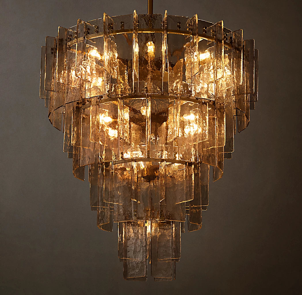 Sharon Smoke Glass Tiered Chandelier 47"