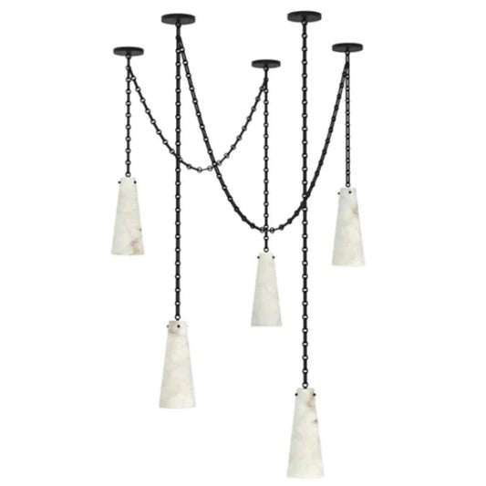 Alabaster Steven Contemporary Vintage 5-Light Pendant