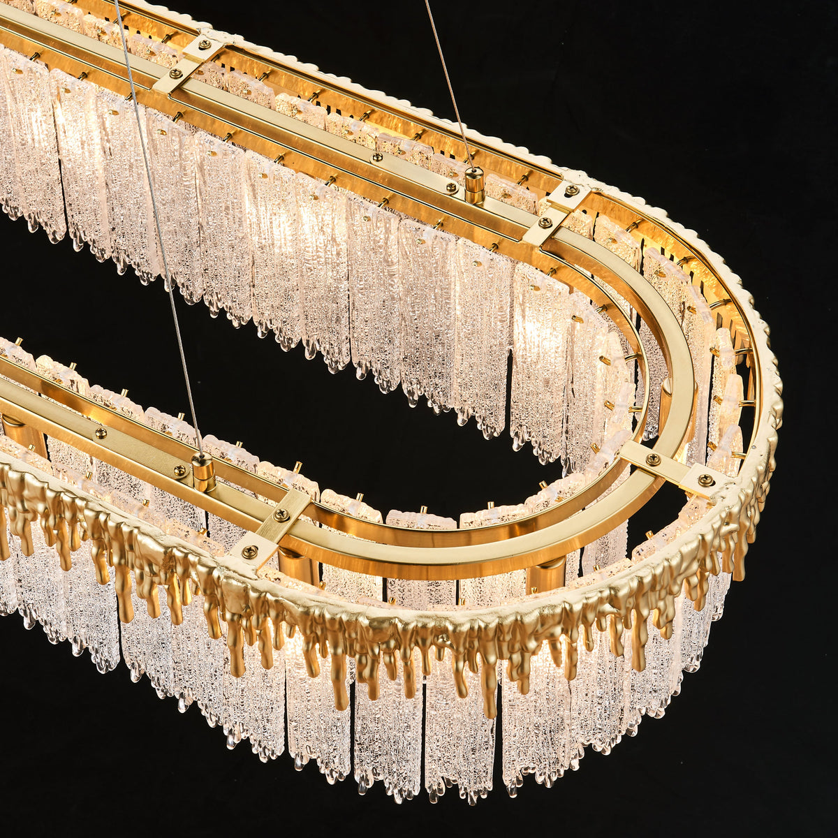 Ethereal Flow Crystal Glass Rectangular Chandelier 40"W