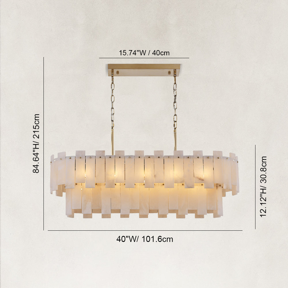 Solara Alabaster 2-Tier Rectangular Chandelier 40"W