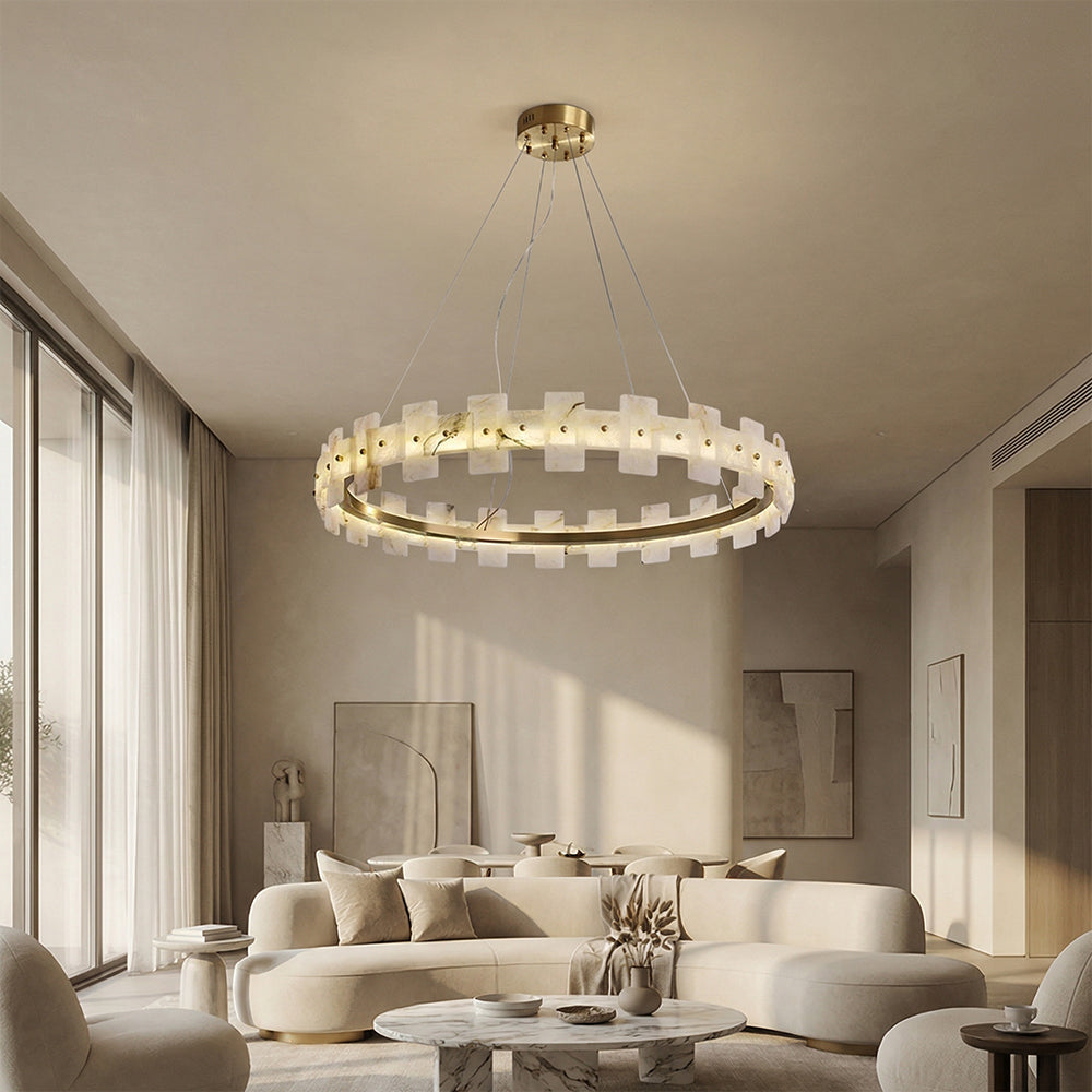 Aurelion Halo Alabaster Chandelier 24"D