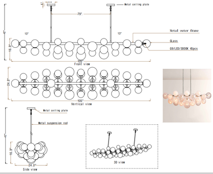 Mandeni Linear Chandelier Customized 105''L