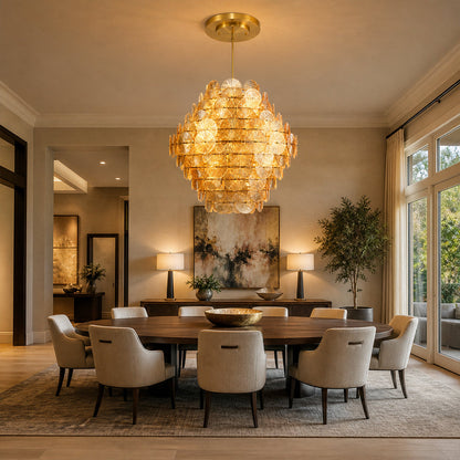 Yanko Luxury Amber Glass Round Chandelier