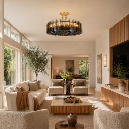 Zeal Modern Round Smoke Glass Chandelier