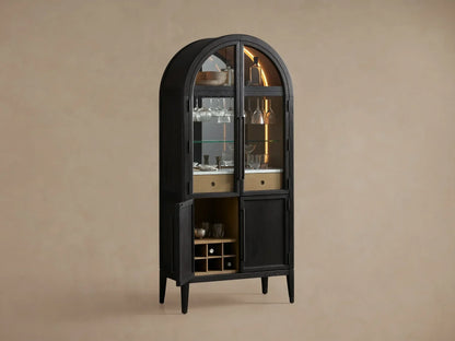 Hendi Bar Cabinet Solid Oak Wood Rectangular Vintage Inspired Dining