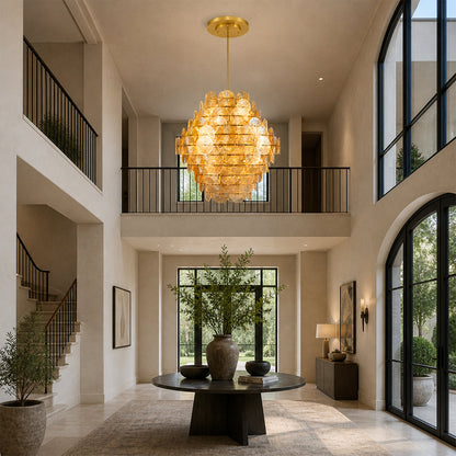 Yanko Luxury Amber Glass Round Chandelier