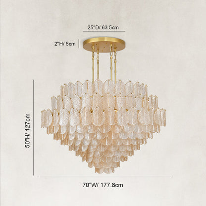 Echo Large Amber Leaves Glass Chandelier