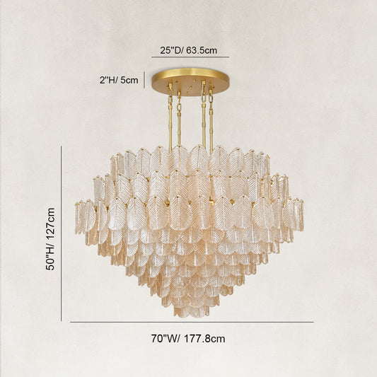Echo Large Amber Leaves Glass Chandelier