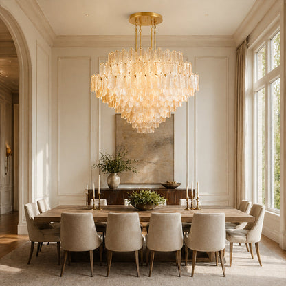 Echo Large Amber Leaves Glass Chandelier