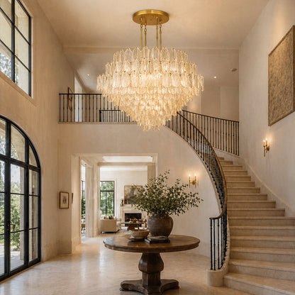 Echo Large Amber Leaves Glass Chandelier