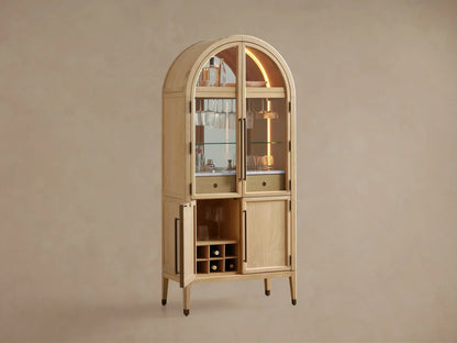 Hendi Bar Cabinet Solid Oak Wood Rectangular Vintage Inspired Dining