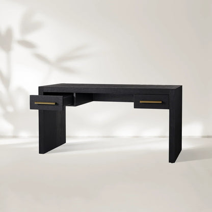 Bodhi Writing Desk Handcrafted From Solid White Oak With Brass Drawer Pulls