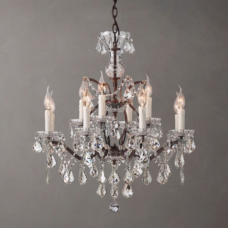 19TH Crystal Round Chandelier 28"