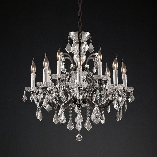19TH Crystal Round Chandelier 28"