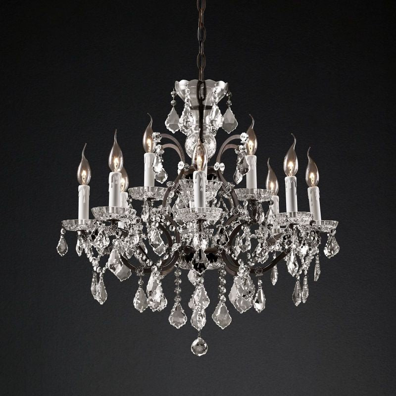 19TH Crystal Round Chandelier 28"