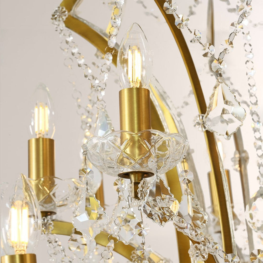 19C Crystal Round Chandelier 72"D Customized