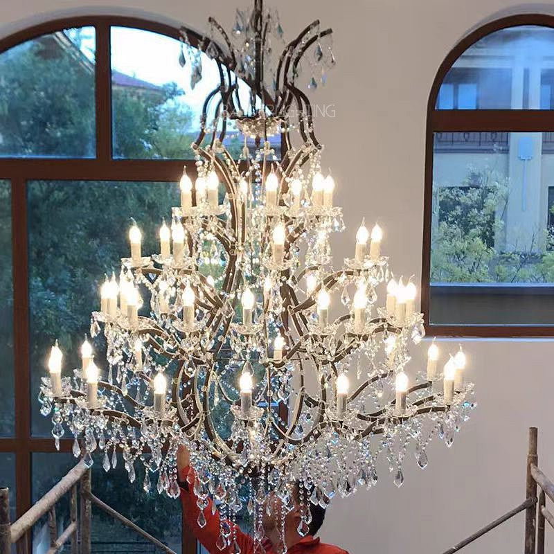 19C Crystal Round Chandelier 72"D Customized