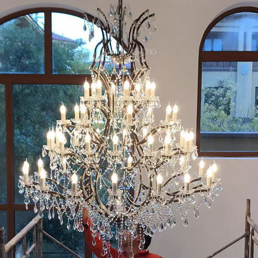 19TH Crystal Round Chandelier 72"D Customized