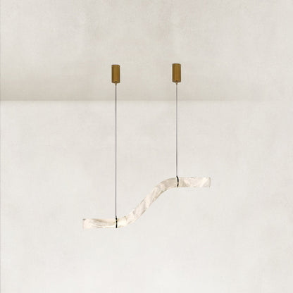 Verve Single Wave Alabaster Tube Pendant Light 59"L